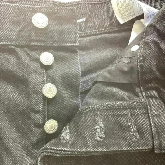 NWT Old Navy High Rise Slouchy Straight Black Denim Shorts Button Fly Size 12 - Picture 7 of 10